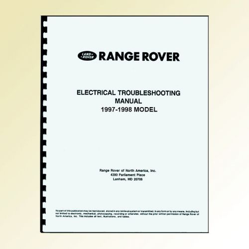 Land rover range rover electrical troubleshooting manual rv-lrl0086eng