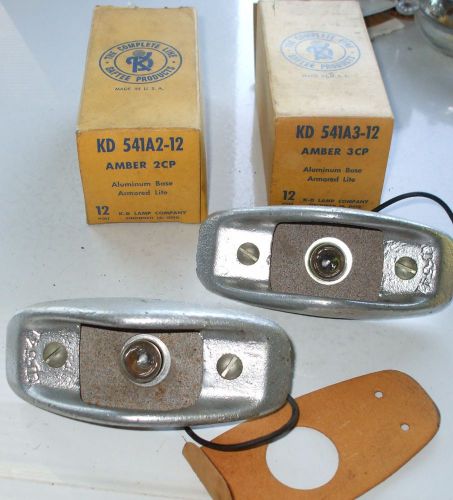 Nos vintage kd steel armored side marker lights pair part #515a 12v no lenses