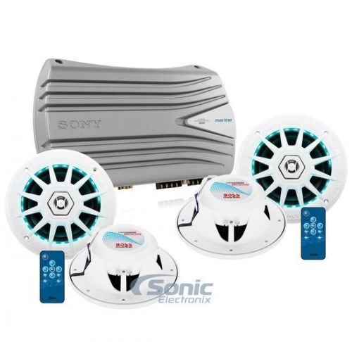 600w boss/sony marine speaker pack: 2 pairs 6.5&#034; speakers + 4 channel amplifier