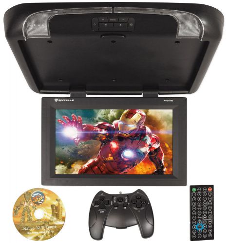 Rockville rvd17hd-bk black 17&#034; flip down car monitor dvd/hdmi/usb/sd/games