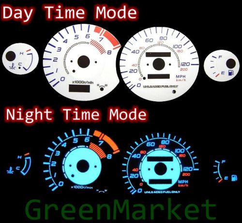 95-96 nissan 240sx s14 white face blue indiglo glow gauges