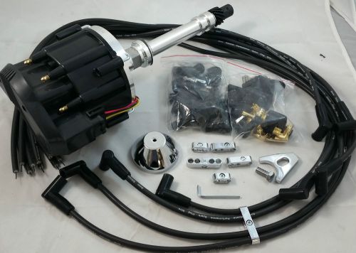 Sb chevy sbc 65,000 volt new  h.e.i hei distributor kit w/ 8mm  wires 327 350