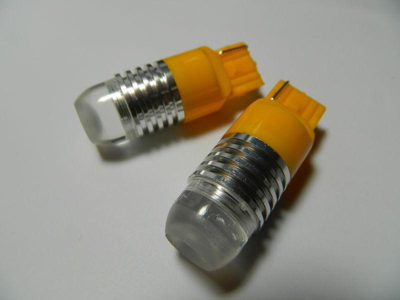 2x 7440 t20 cree emitter 5w super bright led turn signal light amber yellow #m01