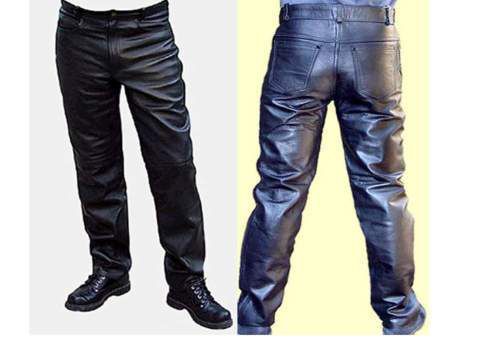 Mens motorcycle leather jean pants trouser waist 34