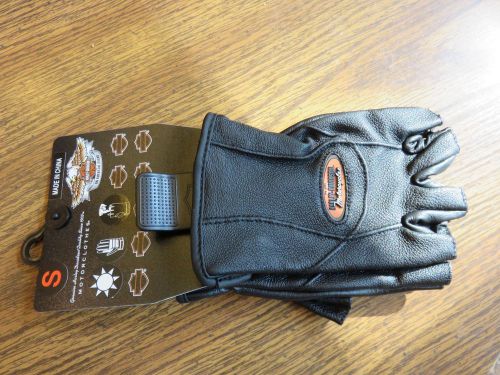 Harley davidson women&#039;s small black leather fingerless riding gloves