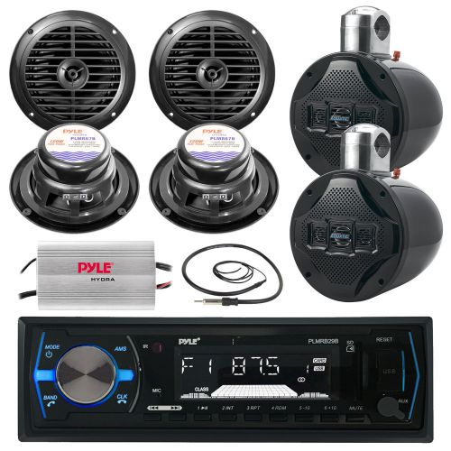 Pyle marine 8&#034; speakers, 6.5&#034; speakers, amplifier, antenna, pyle bluetooth radio