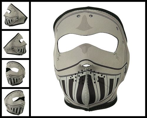 Zan headgear reversible grey knight armor helmet neoprene full face mask biker