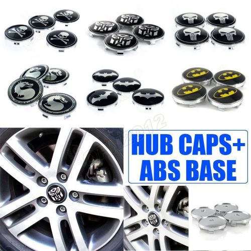 Car tyre wheel rim center hub cap cover sticker+base batman punisher autobots 3d