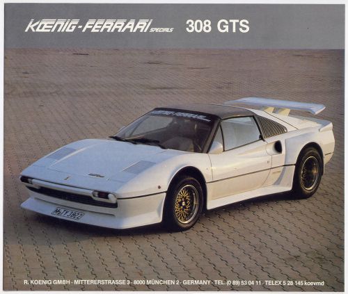 Koenig-ferrari 308 gtb/gts sales brochure &amp; parts list