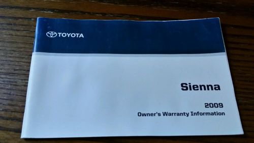 2009 toyota sienna owners warranty information