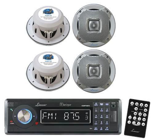 New lanzar marine yacht in-dash media player /bluetooth system 4 silver speakers