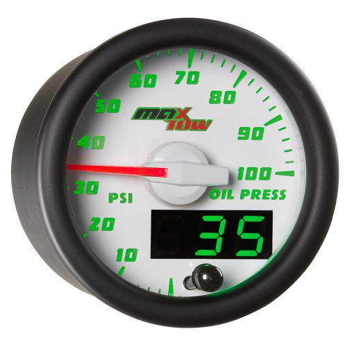 52mm white maxtow oil psi pressure gauge meter w digital &amp; analog readouts