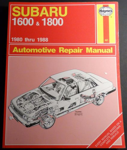 1980-1988  subaru 1600 &amp; 1800 automotive service manual new (681)