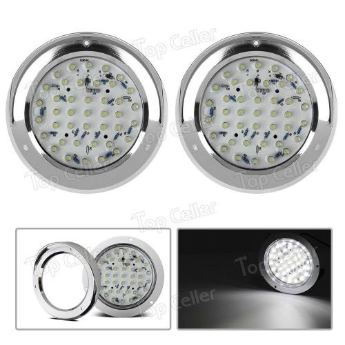 Pair 40 led 4&#034; stop tail turn reverse light clear/white w/chrome bezels