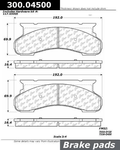 Centric 300.04500 brake pad or shoe, front-premium semi-met pads w/shims