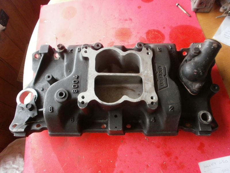 Aluminum intake manifold weiand sbc #8004 wissota imca ihra nhra rat rod