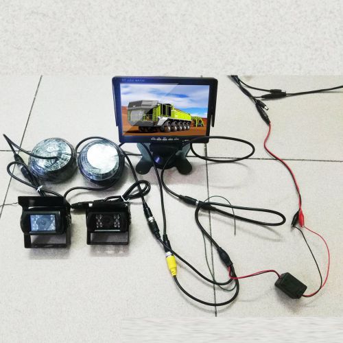 7&#034; rear view monitor 12v 24v + 2x reversing ccd camera for truck caravan bus van