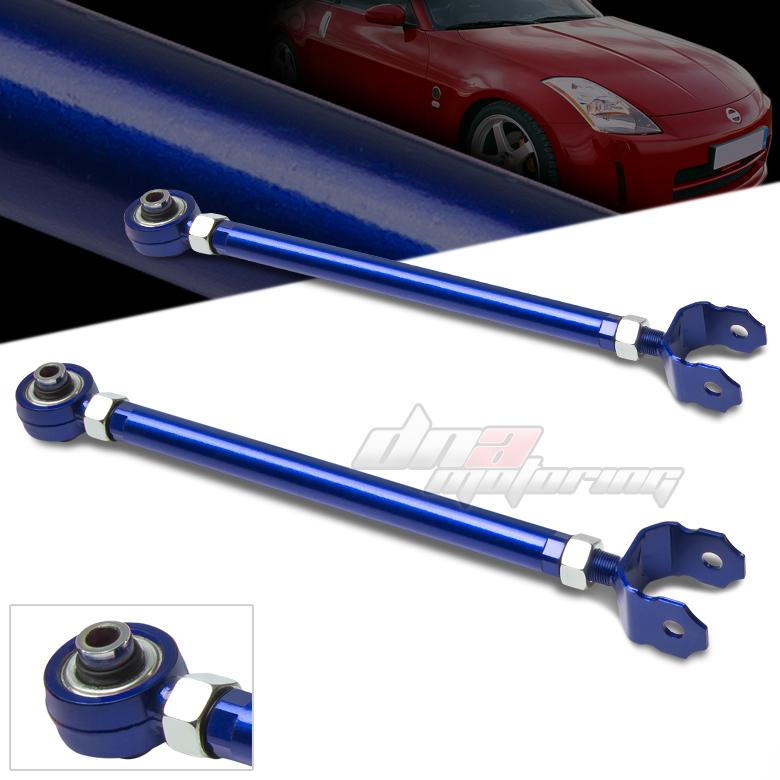 03-09 nissan 350z z33 g35 v35 blue adjustable rear lower control arm camber kit