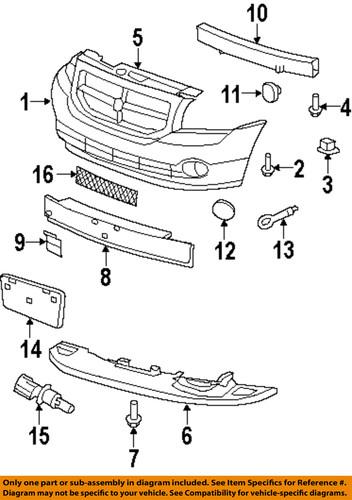 Mopar oem 5116152aa front bumper & grille-license bracket