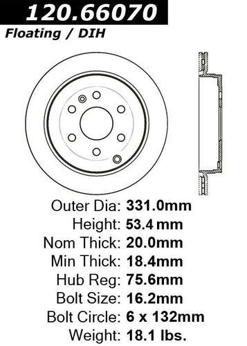 Centric 120.66070 rear brake rotor/disc-premium rotor-preferred