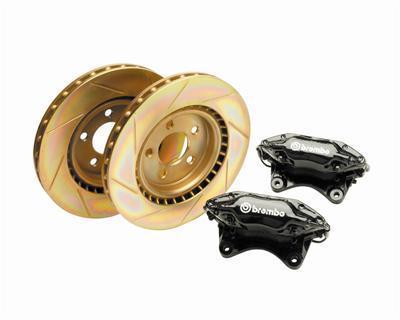 Ford racing disc brakes front slotted rotors 4-piston calipers ford mustang kit