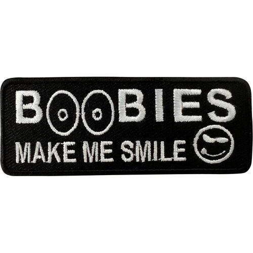 Boobies make me smile iron sew on biker motorcycle jacket vest embroidered badge