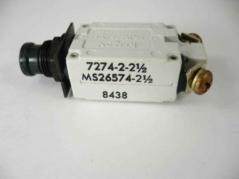  klixon 7274-2-2 1/2 circuit breaker 2 1/2 amp aircraft plane ms26574-2 1/2