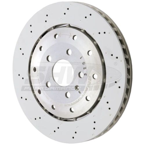 Shw performance rear brake discs drilled 356x32mm for audi r8 4.2 5.2 fsi 07-15