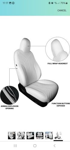 Freesoo tesla model y full set white leather seat covers 2020 - 2024, j63