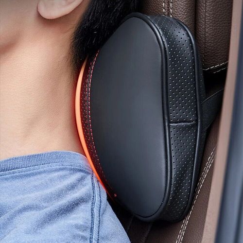 Breathable car neck pillows headrest with perforated cortex skin black