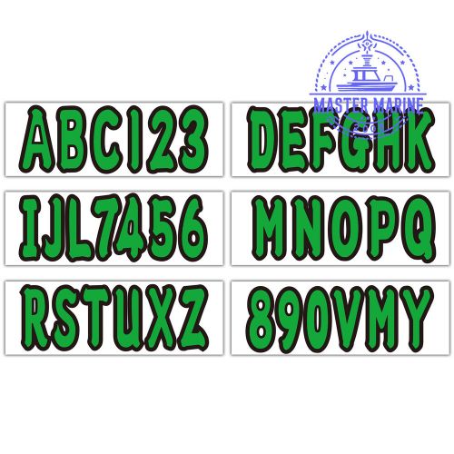 Decals for boat letters and numbers registration green 4 sets of a-z &amp; 0-9