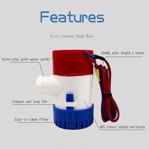 1100gph 12v electric marine submersible bilge sump water pump for boat 3/4&#034; hose