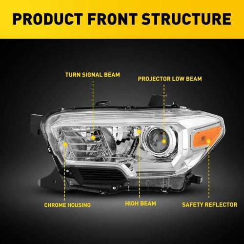 Projector headlamps headlight for 2016-22 toyota tacoma sr/sr5 w/o led drl