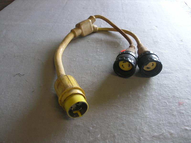 Marinco male 50 amp to 2 female 30 amp 125/250v shore power cord adaptor