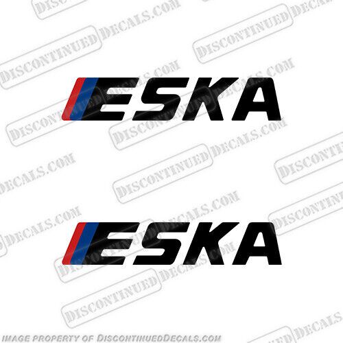 Fits eska outboard motor engine decals (set of 2) - 1&#034; high x 5&#034; long