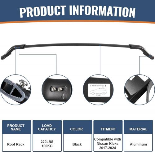 220 lbs roof rack cross bars fit for nissan kicks 2017-2024 roof racks luggage