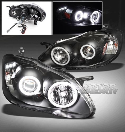 2003-2008 toyota corolla ccfl halo projector headlight black 2004 2005 2006 2007