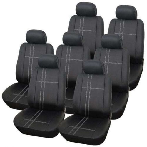 Texas 13pc &amp; 14pc mpv polyester black &amp; grey car seat covers full set