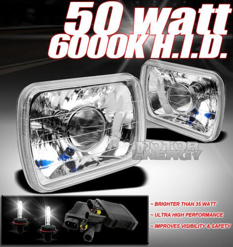 7x6 projector headlight+hid h4 chrome s10 blazer astro express corvette suburban