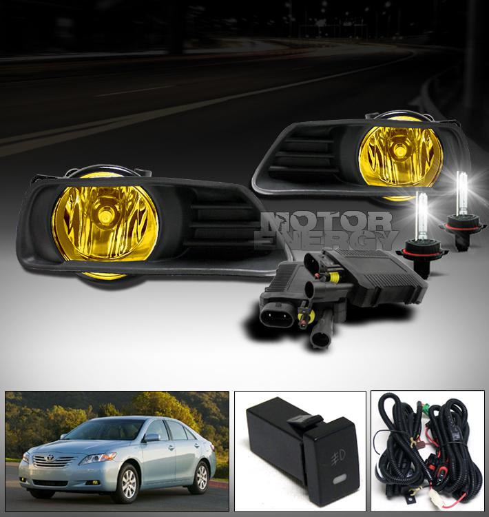 2007 2008 2009 toyota camry bumper jdm yellow fog lights lamps+6000k hid+harness