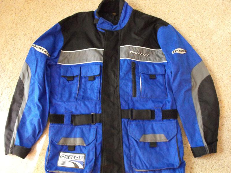 Ocelot motorcycle riding jacket size medium blue pockets **free shipping**