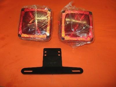 Wesbar rv utility trailer lights pair w/ license bracket nr