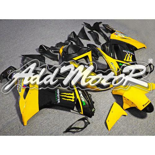 Yes2yeah injection molded fairing fit zx6r zx-6r 2007 2008 black yellow 67w33