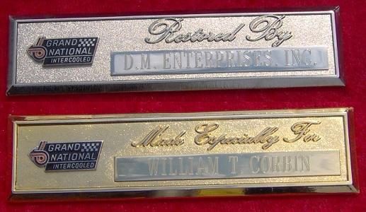 Buick grand national - custom engraved dash plaque