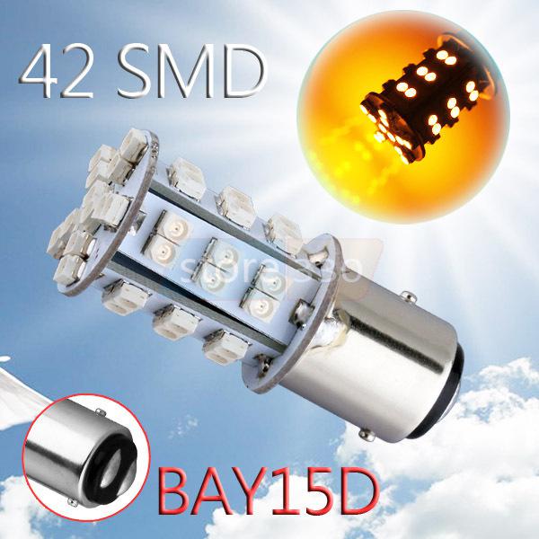 1157 bay15d 42 smd amber yellow tail brake corner parking led car light bulb