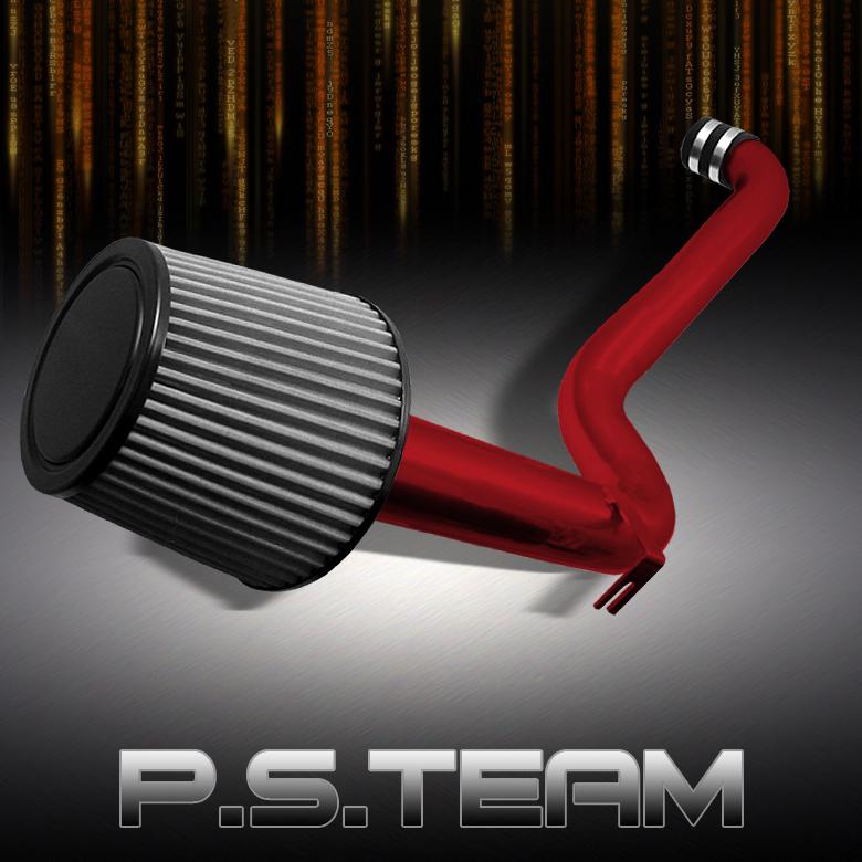 98-02 honda accord red aluminum cold air intake+stainless washable mesh filter