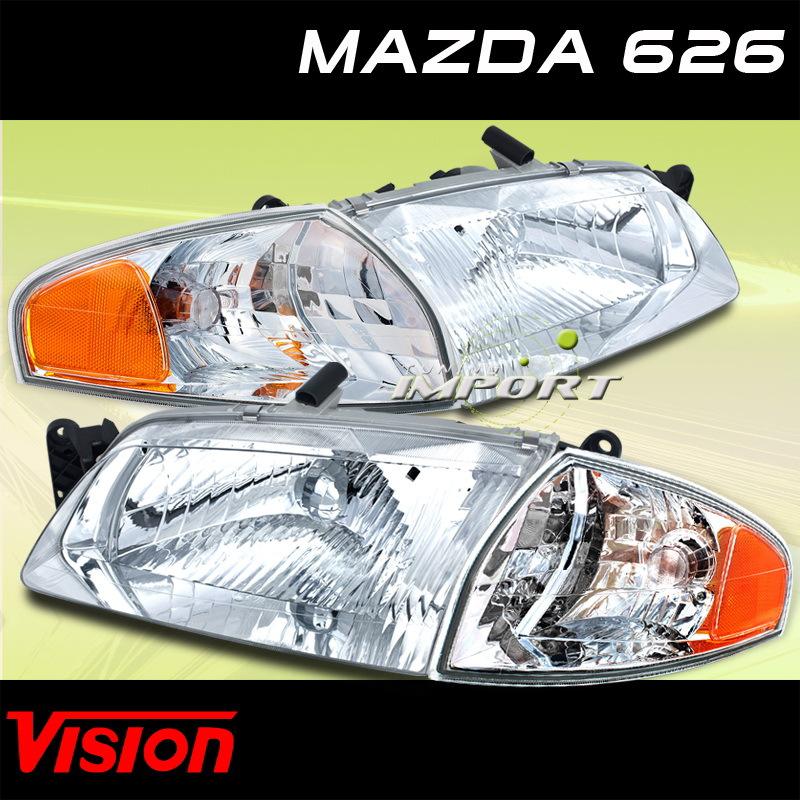 Mazda 00-02 626 vision headlight+corner lamp w/amber reflector left+right new