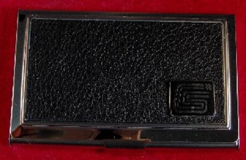 C.s. shelby - stainless steel & leather business card case