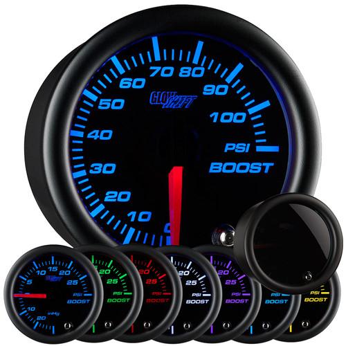 52mm tinted 7 color led 100psi diesel boost gauge meter