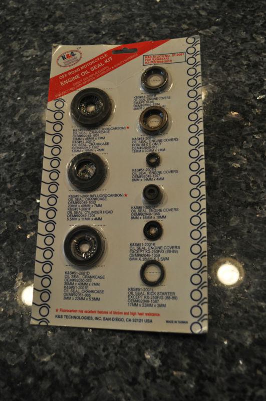 Kawasaki kx250 1988-2002 k&s complete engine oil seal kit set kx-250